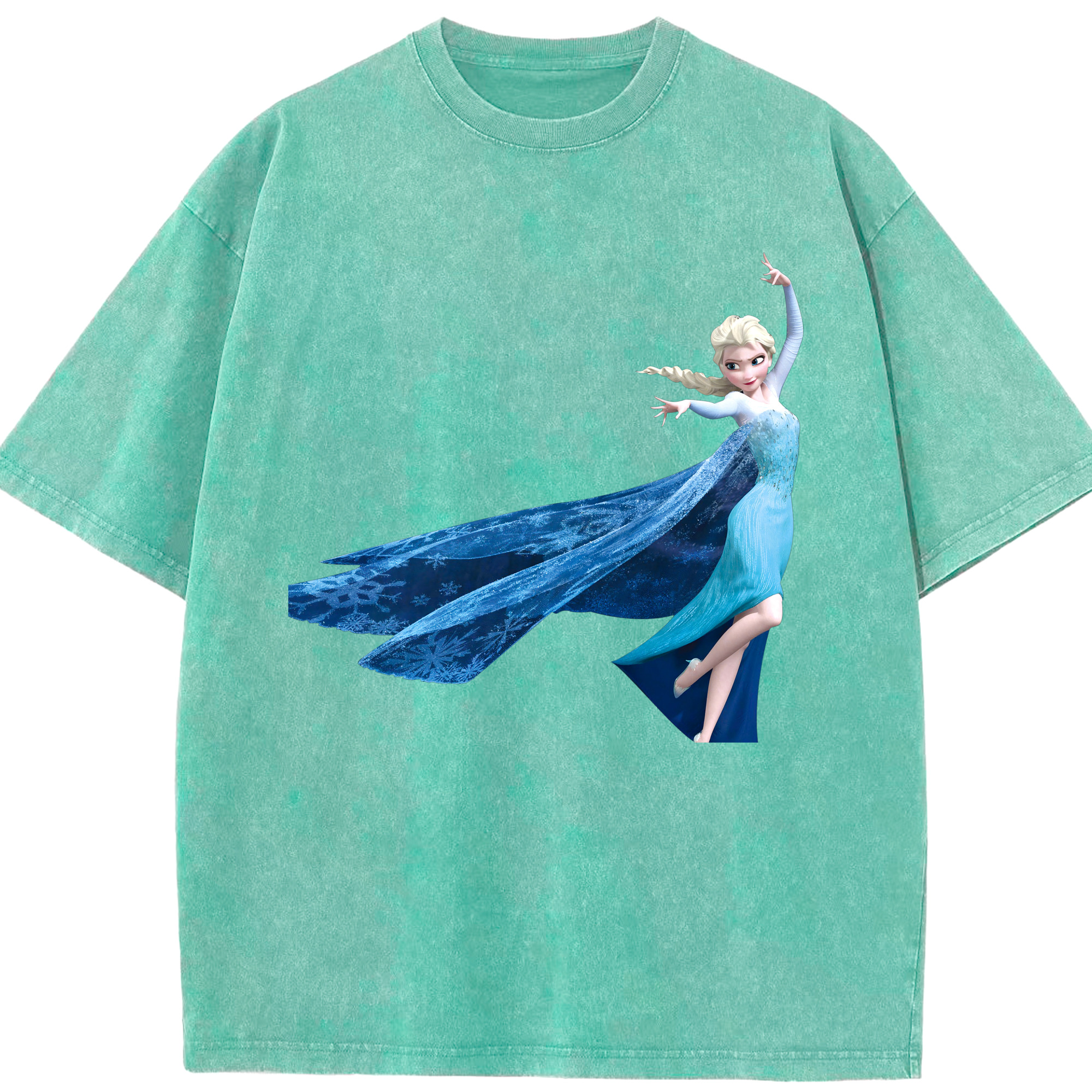 （画像用） アナと雪の女王 アンナ エルサ Frozen Anna Elsa 綿100% ヴィンテージ風 半袖Tシャツ（フロントプリント）